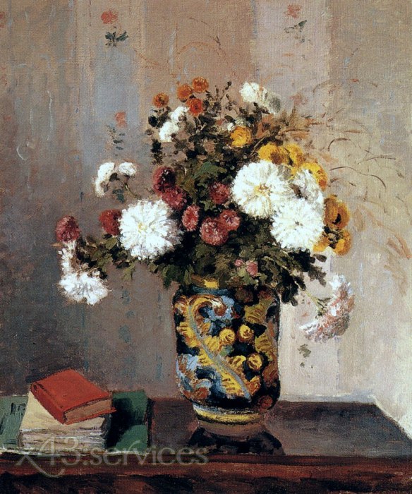 Camille Pissarro - Chrysanthemen in einer chinesischen Vase - Chrysanthemums in a Chinese Vase